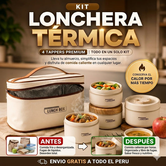 KIT LONCHERA TERMICA + 4 TAPERS + MALETIN F1