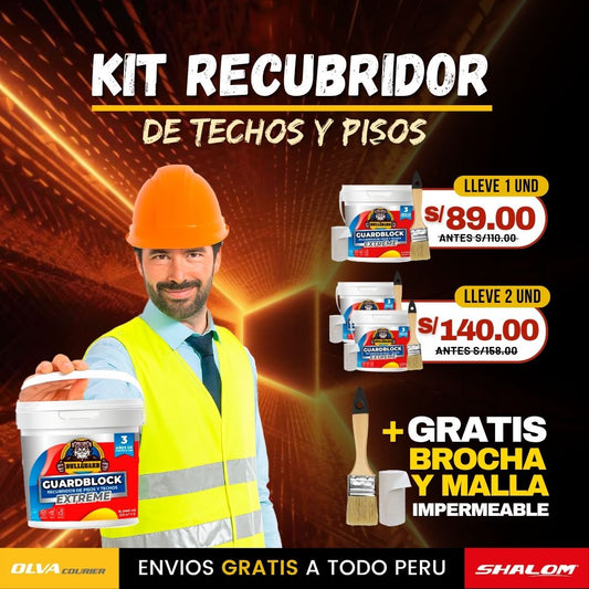 KIT RECUBRIDOR DE PISOS Y TECHOS + BROCHA + MALLA F5